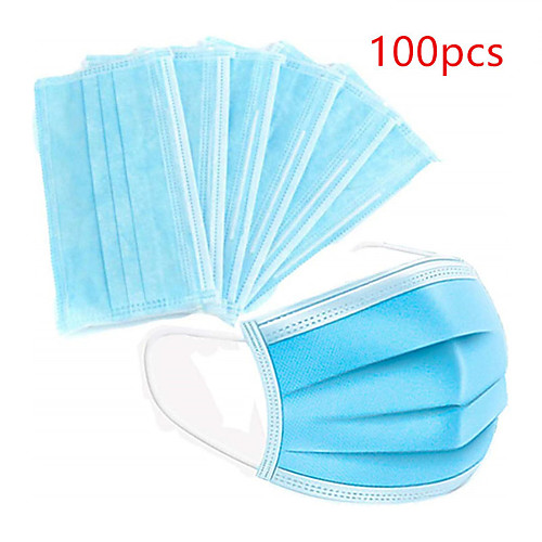 

100pcs 3 Layer Disposable Protective Face Mouth Masks Facial Dust-Proof Safety Masks