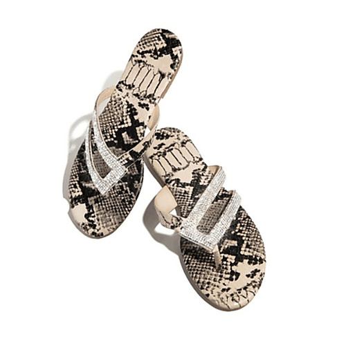 

Women's Slippers & Flip-Flops 2020 Flat Heel Open Toe PU British / Minimalism Spring & Fall / Spring & Summer Dark Grey / Leopard / Light Grey / Party & Evening
