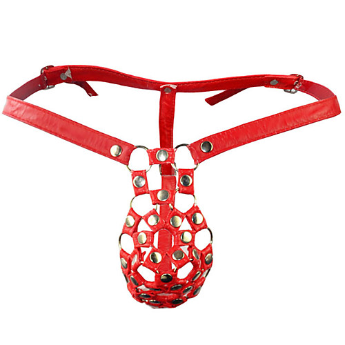 

Men's 1 Piece Cut Out G-string Underwear - Normal Low Waist Black Red One-Size