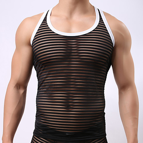 

Men's Mesh Suits Nightwear Solid Colored White / Black / Blue M L XL
