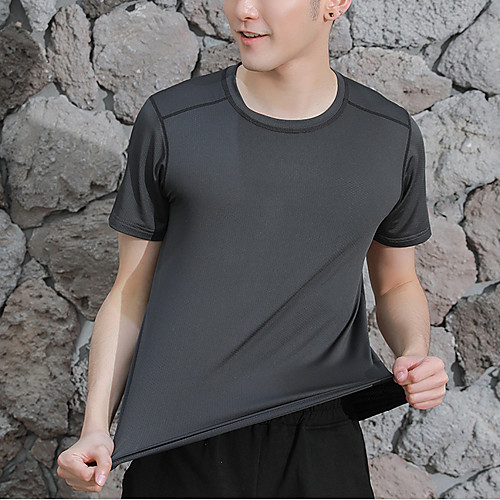 

Men's Solid Colored Slim T-shirt Sports Round Neck White / Black / Blue / Dark Gray / Navy Blue / Short Sleeve