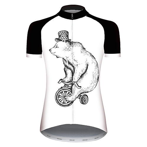 

21Grams Women's Short Sleeve Cycling Jersey Spandex Polyester Black / White Animal Bear Bike Jersey Top Mountain Bike MTB Road Bike Cycling UV Resistant Breathable Quick Dry Sports Clothing Apparel