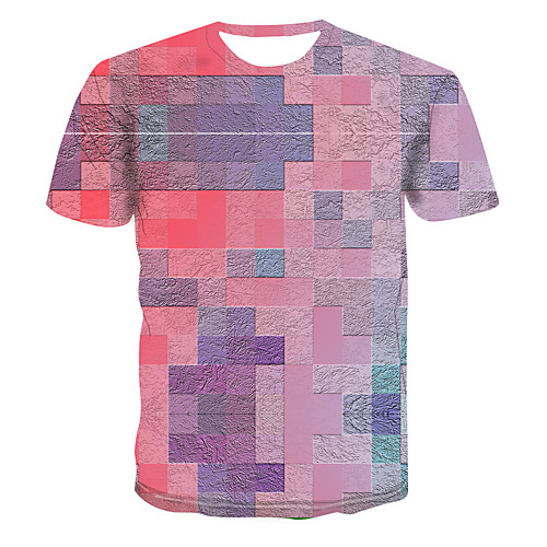 

Men's Color Block 3D Print T-shirt Street chic Punk & Gothic Club Weekend Round Neck Rainbow / Short Sleeve
