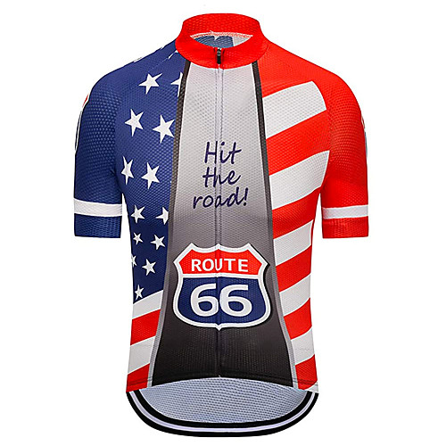 

21Grams Men's Short Sleeve Cycling Jersey RedBlue American / USA Stars National Flag Bike Jersey Top Mountain Bike MTB Road Bike Cycling UV Resistant Breathable Quick Dry Sports Clothing Apparel