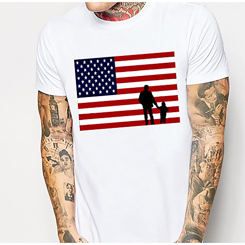 

Men's Rainbow National Flag Black & White Print Slim T-shirt - Cotton Business Basic Daily Sports Round Neck White / Black / Red / Yellow / Orange / Green / Gray / Short Sleeve