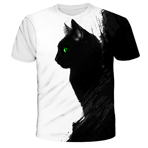 

Men's 3D Animal Wolf Print T-shirt Street chic Exaggerated Daily Holiday Round Neck White / Short Sleeve