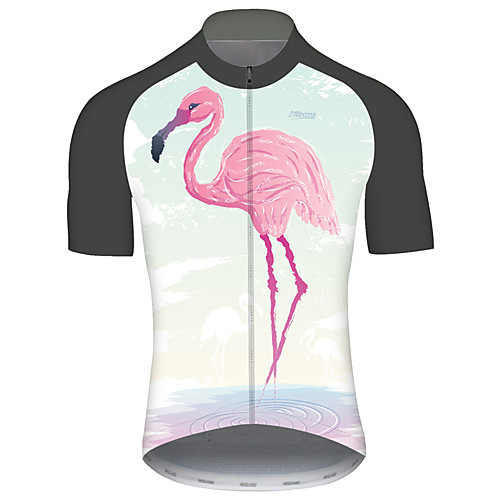 

21Grams Men's Short Sleeve Cycling Jersey Red / White Flamingo Floral Botanical Animal Bike Jersey Top Mountain Bike MTB Road Bike Cycling UV Resistant Quick Dry Breathable Sports Clothing Apparel