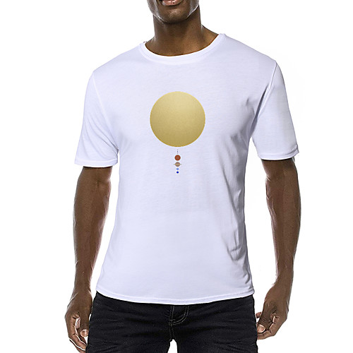 

Men's Galaxy Black & White Print Slim T-shirt - Cotton Business Basic Daily Sports Round Neck White / Black / Blue / Red / Yellow / Blushing Pink / Orange / Royal Blue / Short Sleeve