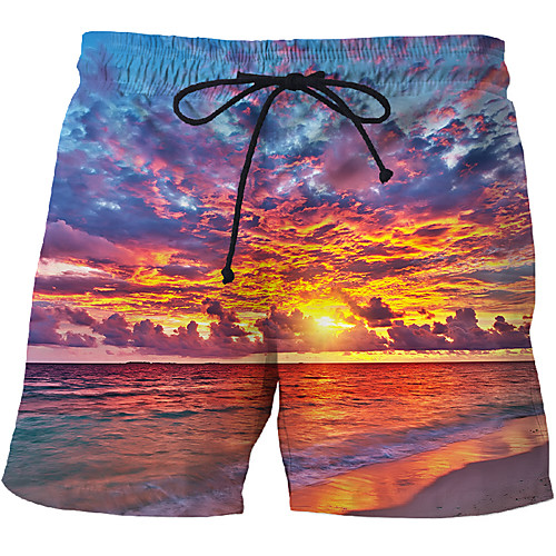

Men's Sporty Exaggerated Plus Size Skinny Sweatpants Shorts Pants 3D Geometric Pattern optical illusion Short Print Rainbow
