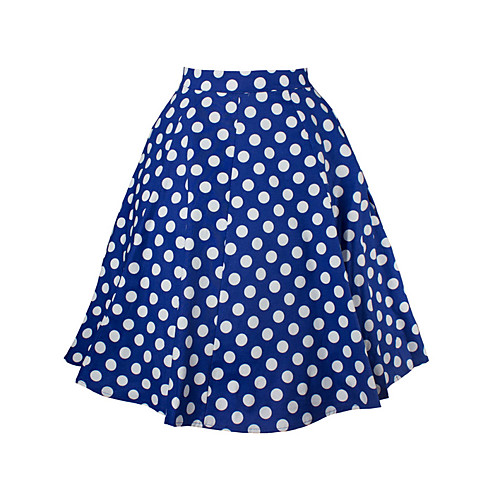

Women's Basic Swing Skirts Polka Dot White Black Blue