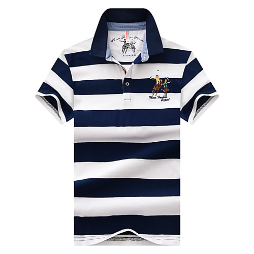 

Men's Striped Polo Basic Daily White / Yellow / Orange / Green / Short Sleeve