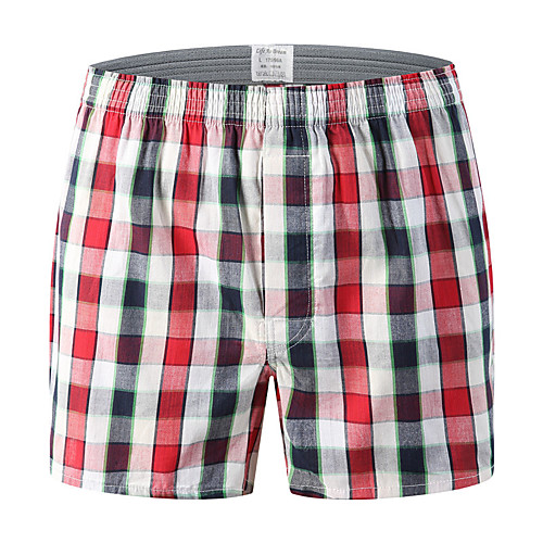 

Men's Print / Basic Boxers Underwear - Plus Size Mid Waist Red M L XL