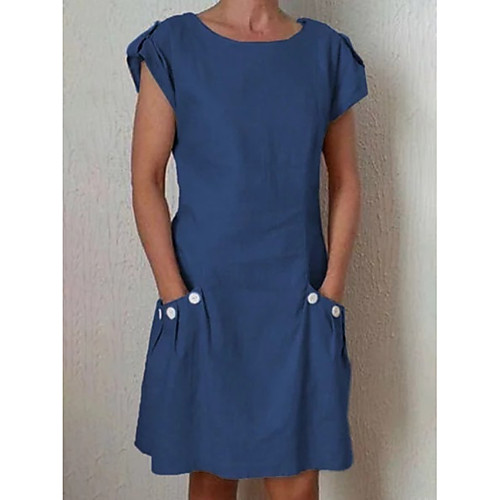 

Women's Shift Dress - Short Sleeves Solid Color Summer Elegant Holiday Home Wine Black Blue Orange Green Gray S M L XL XXL XXXL XXXXL XXXXXL