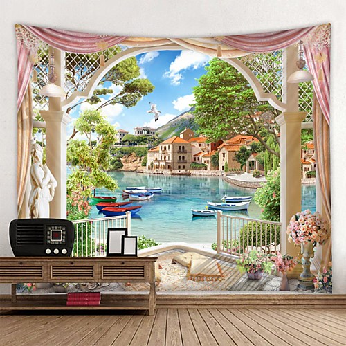 

Garden Scener Outside The Window Printed Tapestry Decorative Mandala Tapestry Indian Home Decor Big Hippie Wall Hanging Blanket