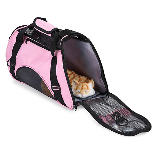

Dog Cat Pets Shoulder Messenger Bag Travel Carrier Bag Washable Travel Durable Color Block Fashion Fabric Black Pink Green