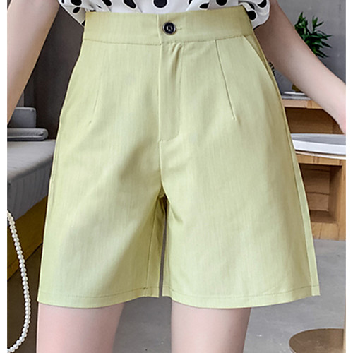 

Women's Basic Loose Cotton Shorts Pants - Solid Colored Black Green S / M / L