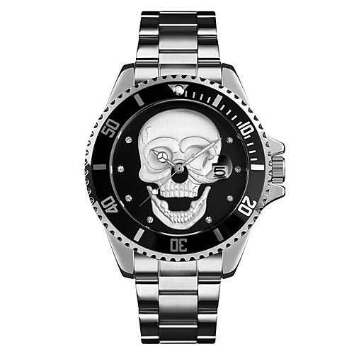 

Men's Steel Band Watches Analog Quartz Stylish Skull Water Resistant / Waterproof Noctilucent Skull / One Year / Stainless Steel