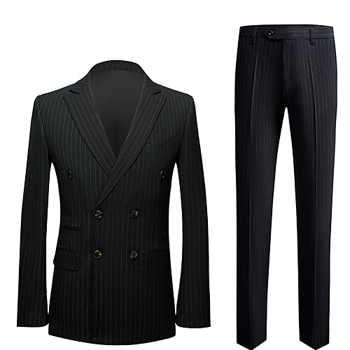 

Tuxedos Slim Fit Peak Double Breasted Six-buttons Polyester Stripes / British / Fashion