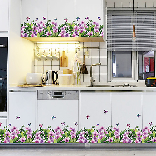 

Foot Line Baseboard Cover Wall Decal Corner Stickers Green Grass Butterfly Home Decor DIY Vinyl Murals for Glass Living Room