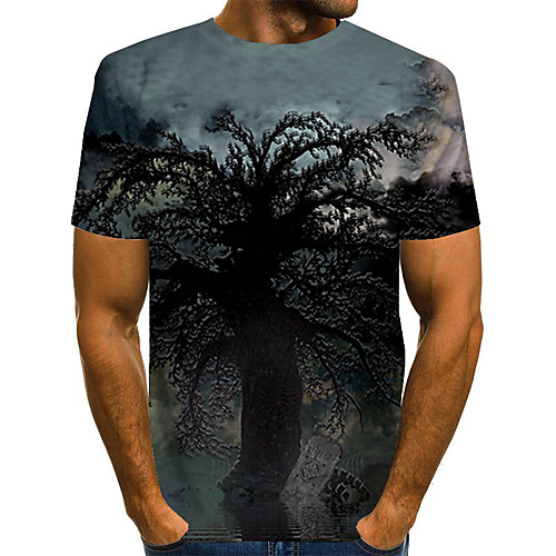 

Men's T shirt Color Block Abstract 3D Plus Size Print Short Sleeve Daily Tops Streetwear Exaggerated Gray