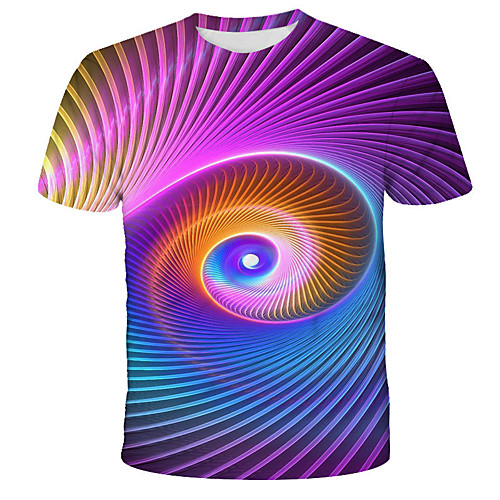 

Men's 3D Cartoon Fantastic Beasts Print T-shirt Street chic Exaggerated Daily Holiday Round Neck Rainbow / Short Sleeve