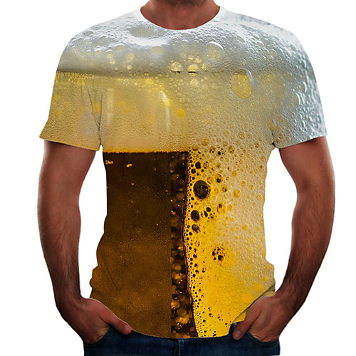 

Men's Plus Size 3D Graphic T-shirt Basic Going out Weekend Round Neck Yellow / Short Sleeve