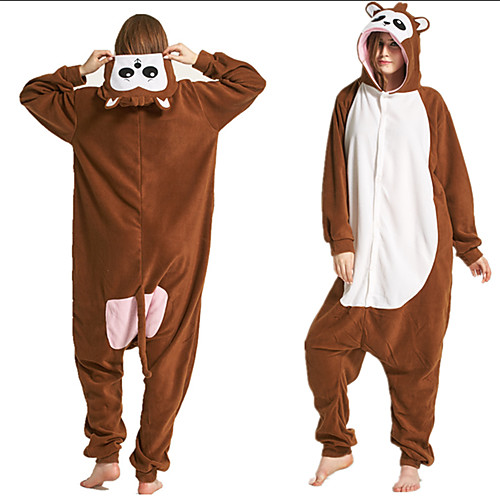 

Adults' Kigurumi Pajamas Monkey Onesie Pajamas Flannelette Brown Cosplay For Men and Women Animal Sleepwear Cartoon Festival / Holiday Costumes