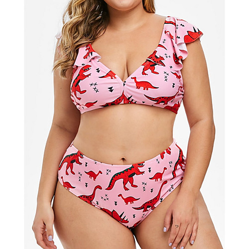 

Women's Plus Size Tankini Swimwear Swimsuit - Floral L XL XXL Blushing Pink