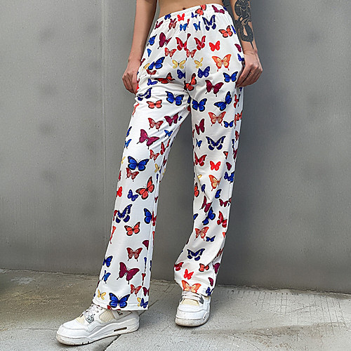 

Women's Sporty Loose Sweatpants Pants - 3D Print White S / M / L