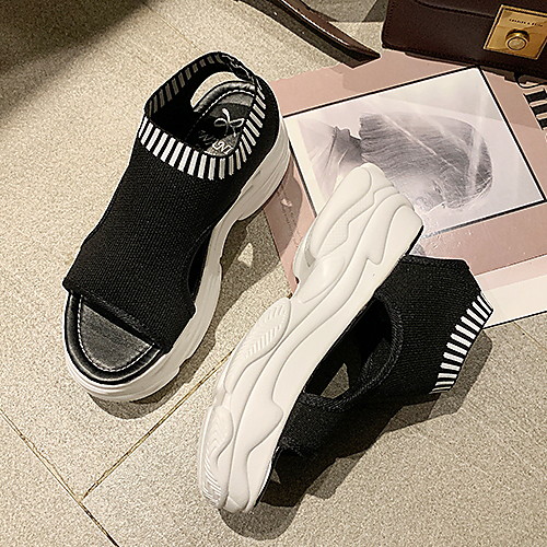 

Women's Sandals Flat Heel Peep Toe PU Running Shoes Spring & Summer White / Black