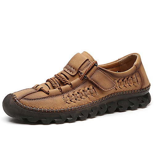 

Men's Spring & Summer Casual / British Daily Outdoor Sneakers Walking Shoes Cowhide Breathable Wear Proof Light Brown / Black / Khaki