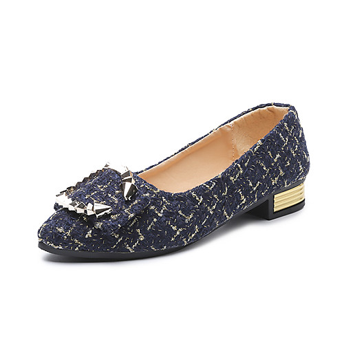 

Women's Flats 2020 Low Heel Pointed Toe British Minimalism Daily Party & Evening Tissage Volant White / Black / Blue