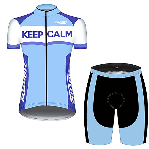 

21Grams Women's Short Sleeve Cycling Jersey with Shorts Spandex Polyester Blue / White Stripes Novelty Crown Bike Clothing Suit Breathable Quick Dry Ultraviolet Resistant Sweat-wicking Sports Stripes