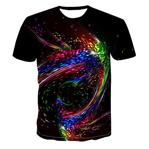 

Men's Color Block 3D Print T-shirt Street chic Punk & Gothic Club Weekend Round Neck Rainbow / Short Sleeve