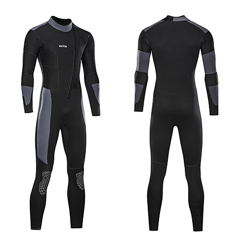 

ZCCO Men's Full Wetsuit 5mm CR Neoprene Diving Suit Long Sleeve Front Zip Knee Pads Solid Colored Autumn / Fall Spring Summer / Winter / High Elasticity