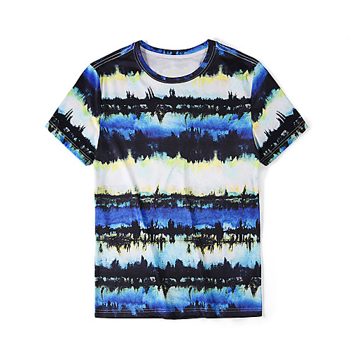 

Men's T shirt Tie Dye 3D Print Half Sleeve Daily Tops Basic Rainbow