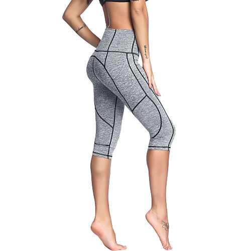 

Women's High Waist Yoga Pants Side Pockets Solid Color Black Gray Non See-through Running Fitness Gym Workout 3/4 Tights Sport Activewear Breathable Comfort Quick Dry Tummy Control Butt Lift Stretchy
