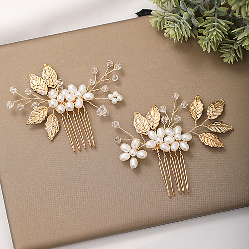 

Stylish Alloy Hair Combs / Headdress with Faux Pearl 2pcs Wedding / Special Occasion Headpiece