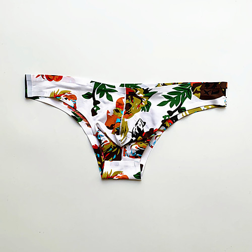 

Men's Print Briefs Underwear Low Waist White M L XL
