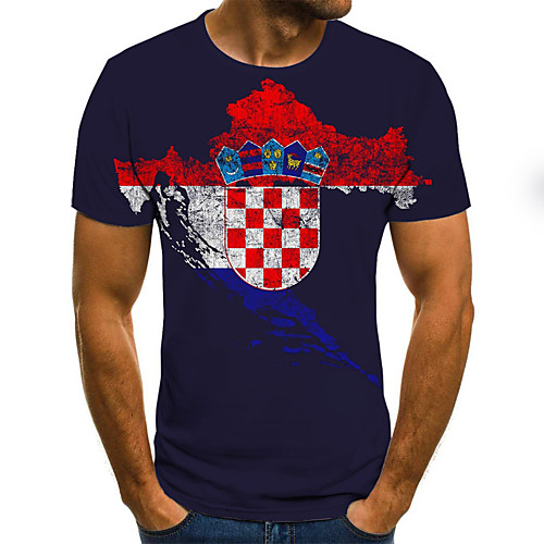 

Men's 3D Print Slim T-shirt Daily Round Neck Blue / Short Sleeve