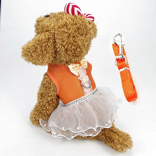 

Dog Harness Dress Dog Clothes Red Pink Orange Costume Fabric Bowknot Holiday Casual / Daily XS S M L