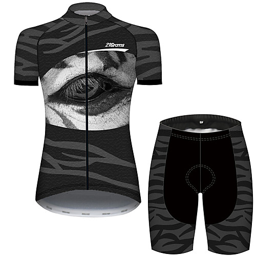 

21Grams Women's Short Sleeve Cycling Jersey with Shorts Black / White Animal Bike Clothing Suit Breathable Quick Dry Ultraviolet Resistant Sweat-wicking Sports Animal Mountain Bike MTB Road Bike