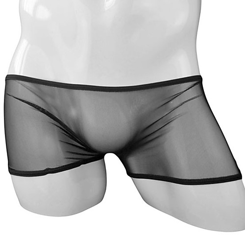 

Men's Mesh Boxers Underwear - Normal Low Waist Black One-Size