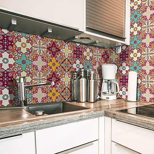 

Creative Kitchen Oil-proof and Waterproof Tile Sticker Self-adhesive Removable Moroccan Style Environmental Protection Pvc Wall Sticker