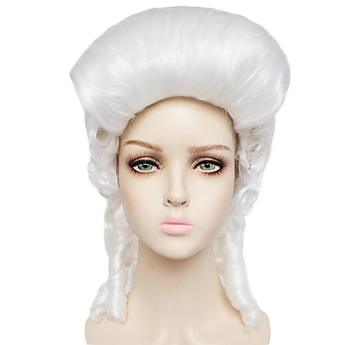 

Duchess Cosplay Wigs Men's Women's Asymmetrical 16 inch Heat Resistant Fiber Curly White Adults' Anime Wig / Victorian