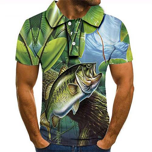 

Men's Plus Size Color Block 3D Polo Street chic Exaggerated Daily Going out Shirt Collar Rainbow / Short Sleeve