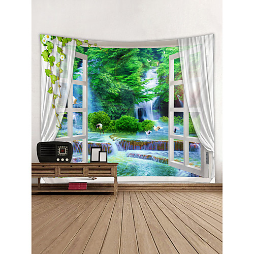 

Window Landscape Wall Tapestry Art Decor Blanket Curtain Picnic Tablecloth Hanging Home Bedroom Living Room Dorm Decoration Polyester Lake Rive Forest Mountain