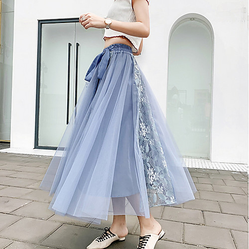 

Women's Swing Skirts - Solid Colored Blushing Pink Blue Black One-Size