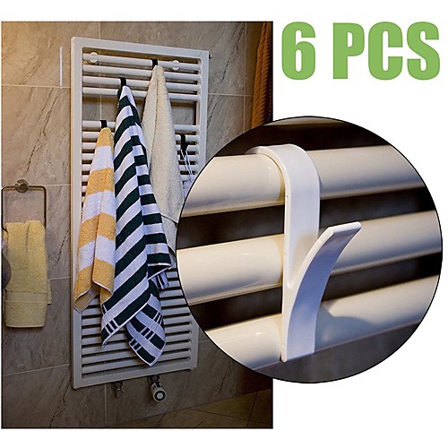 

6Pcs High Quality Hanger For Heated Towel Radiator Rail Bath Hook Holder Clothes Hanger Percha Plegable Scarf Hanger white