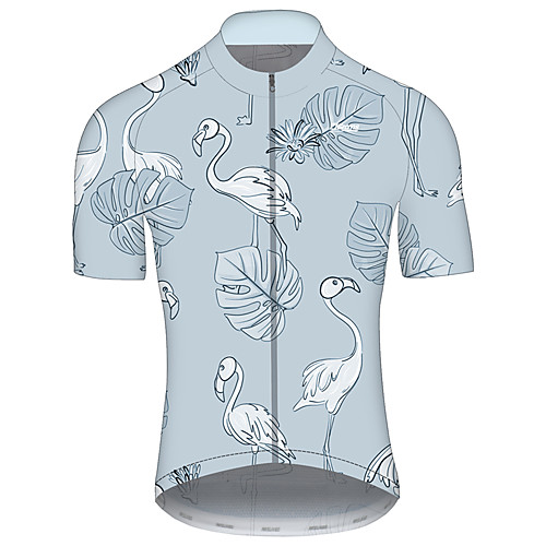 

21Grams Men's Short Sleeve Cycling Jersey Blue Flamingo Floral Botanical Animal Bike Jersey Top Mountain Bike MTB Road Bike Cycling UV Resistant Quick Dry Breathable Sports Clothing Apparel